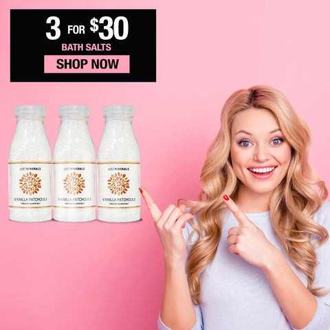 Image of 3x Dead Sea Bath Salts by Just Minerals - Vanilla Patchouli